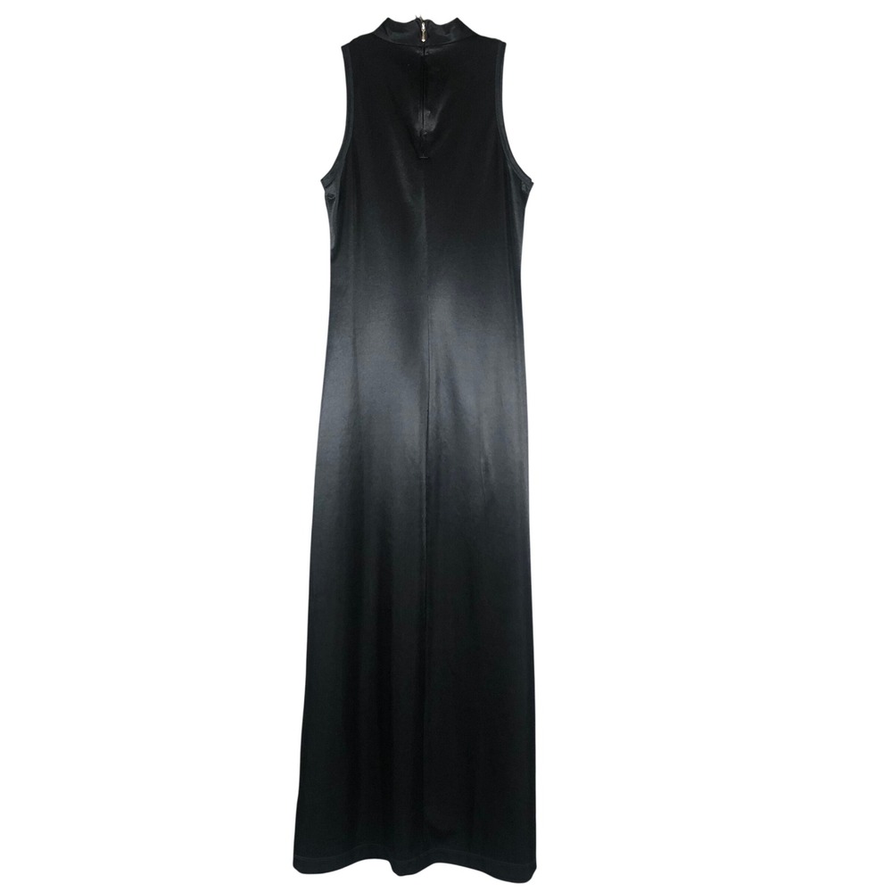 Vintage Diesel Maxi Dress Womens M Black Satin Mock Neck Sleeveless Made Italy - Picture 11 of 11